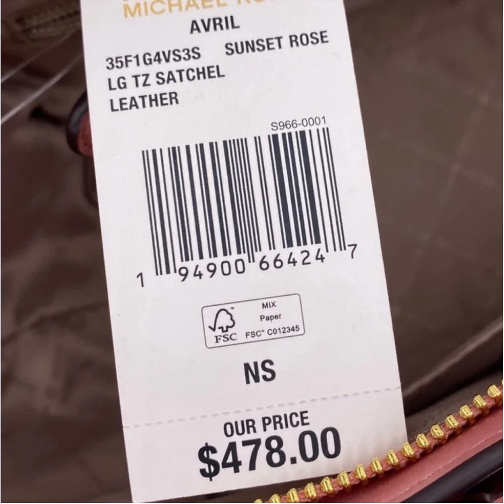 Michael Kors Avril Large Top Zip Satchel Shoulder Bag Sunset Rose Pink - Picture 11 of 13